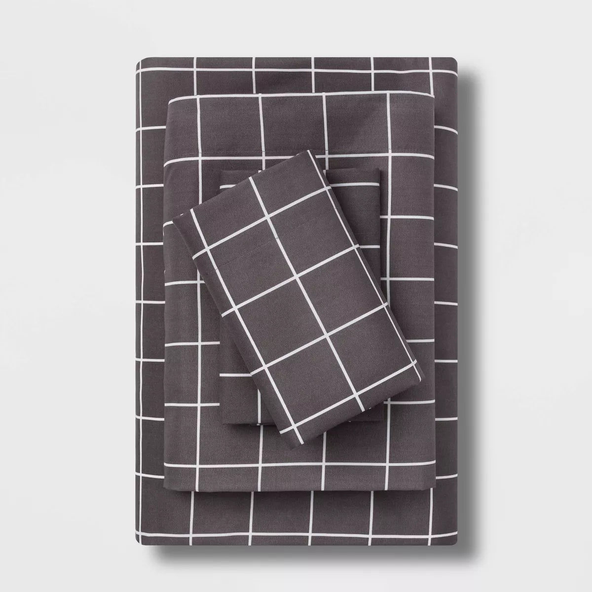 Gray Grid Microfiber Printed Pattern, Twin